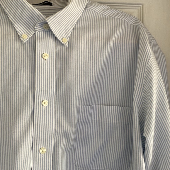 Eddie Bauer Striped Button Down Cotton Dress Shirt XL Tall - Picture 4 of 7